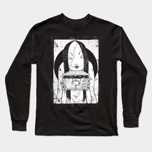 Mystery Box (white print) Long Sleeve T-Shirt by Bloody Savage